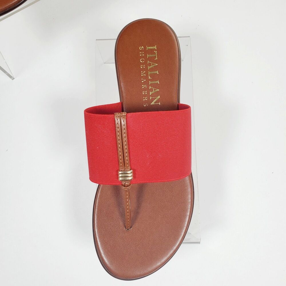 Italian Shoemakers Women’s Sandals Size 7 Red Thong Comfort Slip-On NEW with box - Picture 3 of 8